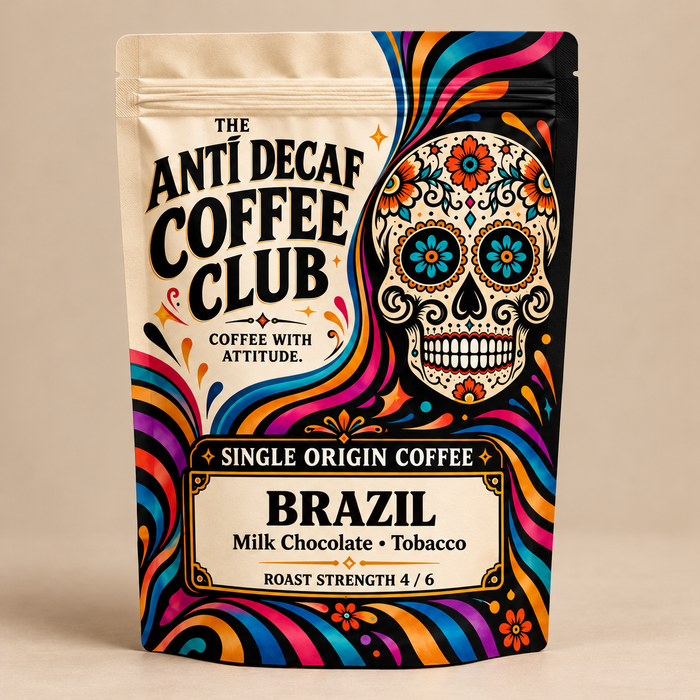 Brazil single origin coffee pack — Milk Chocolate, Tobacco; roast strength 4 / 6