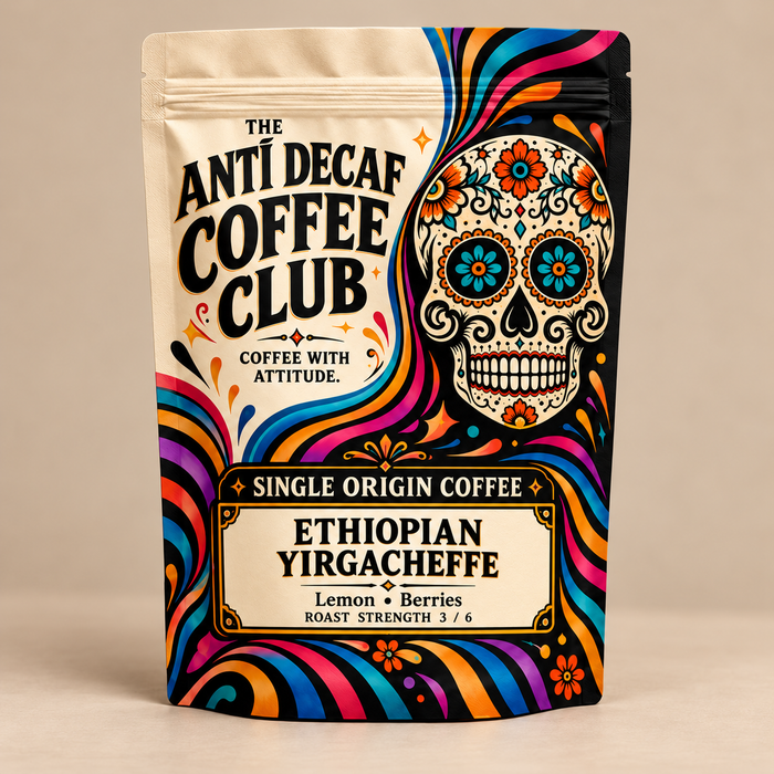 Ethiopian Yirgacheffe single origin coffee pack — Lemon, Berries; roast strength 3 / 6