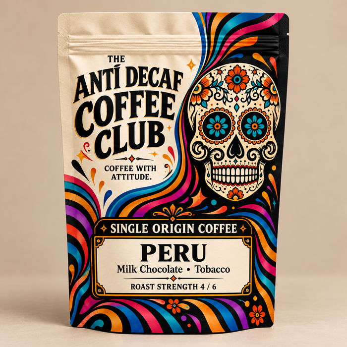 Peru single origin coffee pack — Milk Chocolate, Tobacco; roast strength 4 / 6